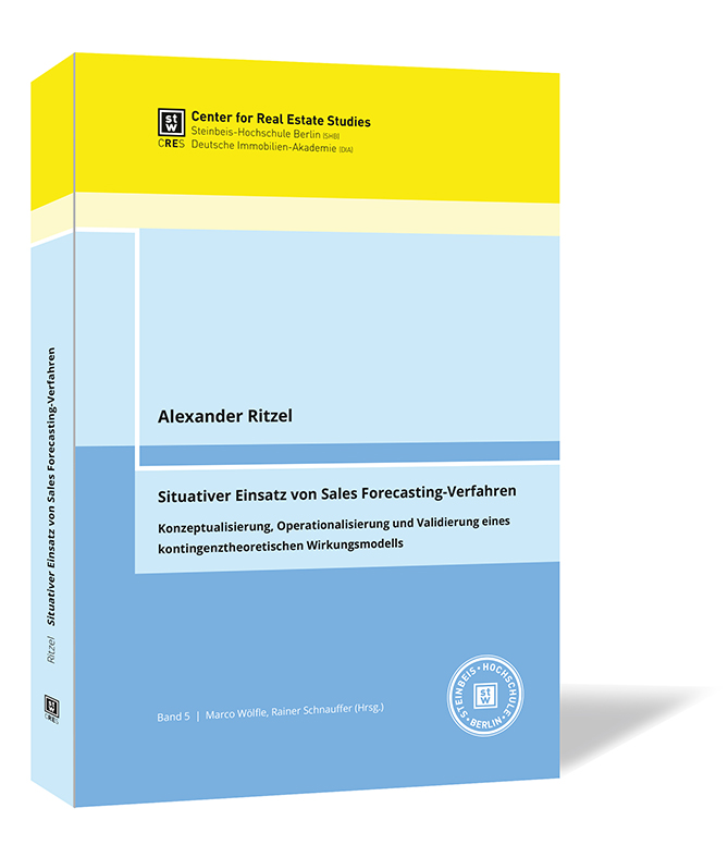 Buchcover von 'Situativer Einsatz von Sales Forecasting-Verfahren' von Alexander Ritzel, mit einem schlichten Design in Hellblau, Gelb und Weiß.