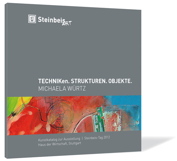 Buchcover von 'Techniken. Strukturen. Objekte.' von Michaela Würtz | Steinbeis-Stiftung, mit einem grauen Hintergrund und einem Ausschnitt eines Kunstgemäldes.