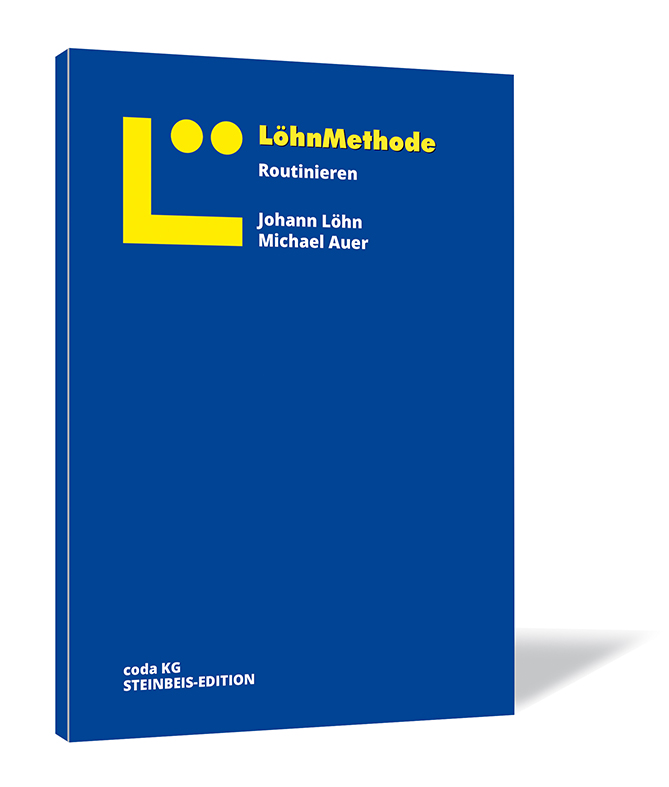 Buchcover von 'Selbstmanagement – Routinieren' von Johann Löhn und Michael Auer, mit dunkelblauem Hintergrund und einem großen gelben 'L' mit zwei Punkten nebeneinander.
