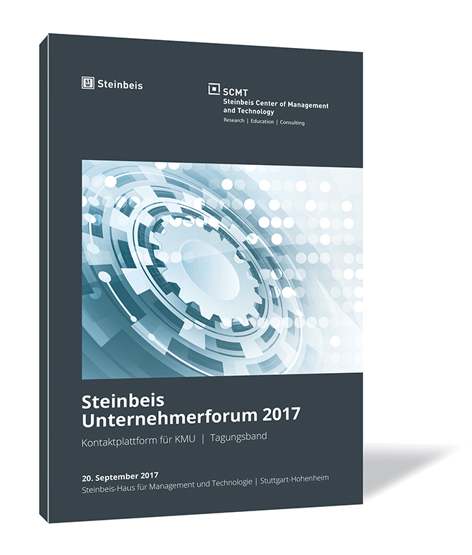 Buchcover von 'Steinbeis Unternehmerforum 2017' von Steinbeis-Stiftung, mit einem stilisierten Zahnrad in blau-grauer 3D-Optik auf modernem Hintergrund.